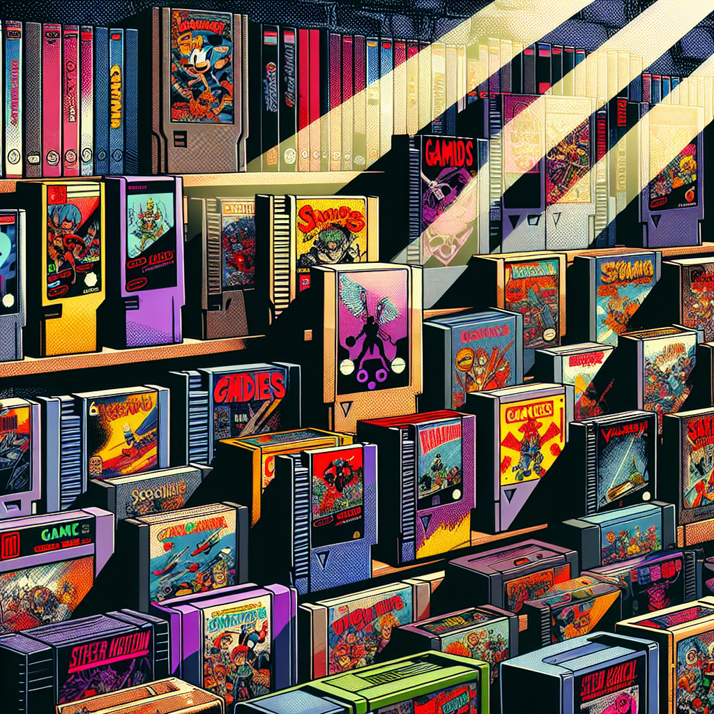 Close-up of video game cases representing the most anticipated video game sequels 2026 in comic art style